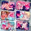 Huy hiệu phản chiếu kép Anime Alienstage - Bộ sưu tập hình vuông Mizi, Ivan & Tillsua (44x70mm, Lấp Lánh + Lớp phủ ba chiều)