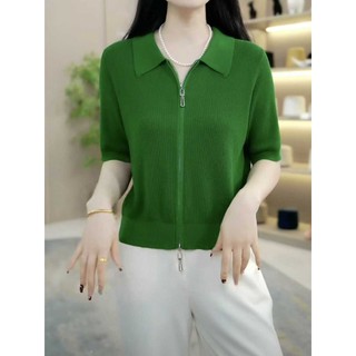Tay Ngắn Dệt Kim Nữ Mùa Hè Phong Cách Mới Thời Trang Phù Hợp Với Áo Thun Mỏng Phong Cách Dây Kéo Cardigan Rời Mỏng Hơn Nhìn Top