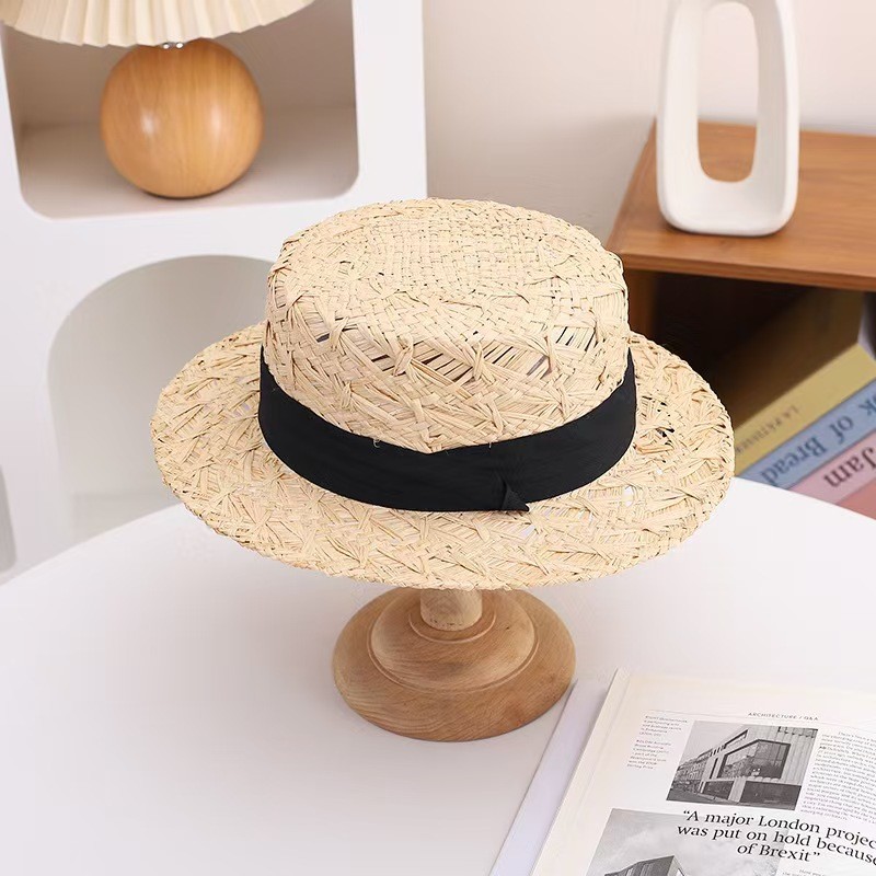 Yt2 2025 mới phong cách Hepburn Raffia mũ rơm mùa hè Pháp bên bờ biển phẳng trên bãi biển ngày lễ mũ chống nắng TY2
