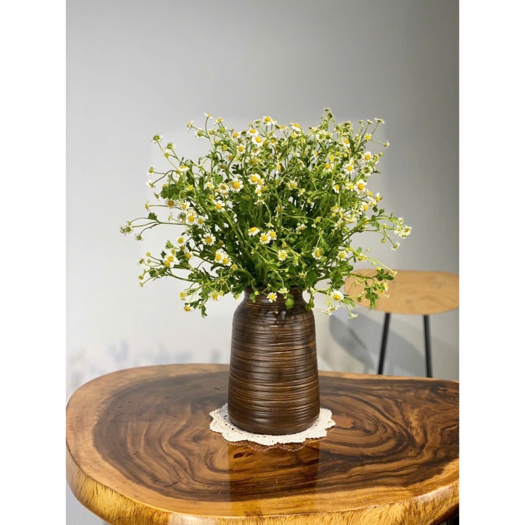 Bình gốm Bát Tràng men nâu mộc trang trí decor cắm hoa hồng, hoa sen, hoa mẫu đơn