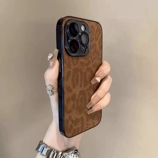 Ốp Điện Thoại In Hình Da Báo Sang Trọng Cho iPhone 11 12 13 14 15 16 Pro Max Plus Chống Sốc Bumber Trường Hợp