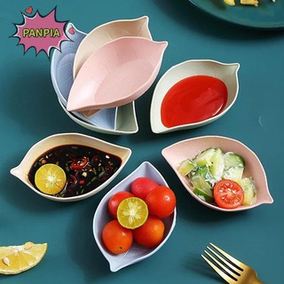 Pnpia 1 Nhà Bếp Gia Đình Rơm Lúa Mì Gia Vị Đĩa Sáng Tạo Nhựa Hình Lá Dưa Hấu Đĩa Nhỏ Bộ Đồ Ăn Nhúng Món Ăn Nhẹ Boutique