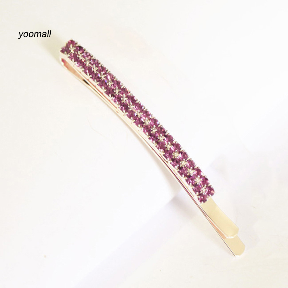 Yo / 1 Phụ Nữ Hai Hàng Kim Cương Giả Tóc Trượt Kẹp Tóc Bobby Pin Phụ Kiện Trang Sức