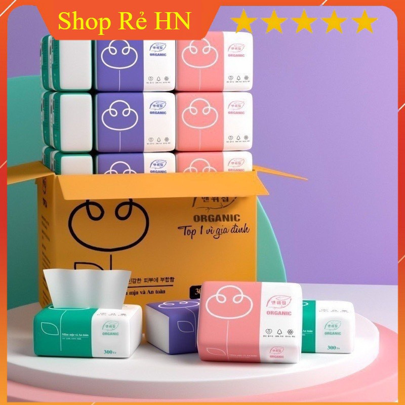Thùng 30 gói giấy ăn rút organic hàng chuẩn cao cấp, dai mịn đẹp [Shop Rẻ HN] Heo gia dụng AMIZIN