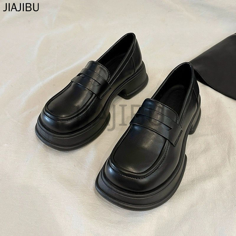 Size 35-43 Giày Nữ Size Lớn Chất Lượng Cao Korean Fashion Black Platform Mary Jane Shoes Giầy Lười 42 Giày Đồng Phục JK Của Nhậtgiày Lolita Giày Đi Học Gót Dày Giày Muffin Màu Đen Mờ French Soft-soled Doll Shoes Giày Khiêu Vũ Cosplay Giày Công Chúa