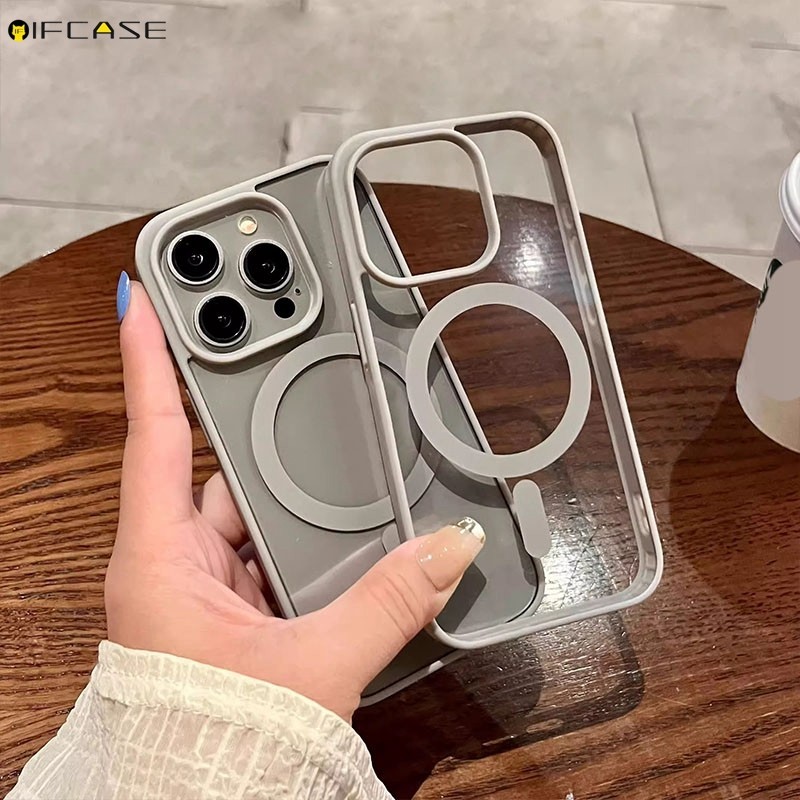 Ốp Từ Tính Tương Thích Cho iPhone 15 14 Plus 13 Mini Pro Max Ốp Điện Thoại Thu Hút Từ Tính Nhiều Màu Sắc Chống Rơi Chống Sốc Trong Suốt Đơn Giản Vỏ Acrylic Cứng Ốp Lưng