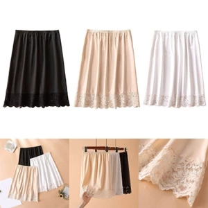XGB Nữ Chiều Dài Đầu Gối Nửa Trượt Underskirt Co Giãn Eo Màu Ren Viền Petticoat Cơ Bản Nửa Váy Cho Dưới Dres