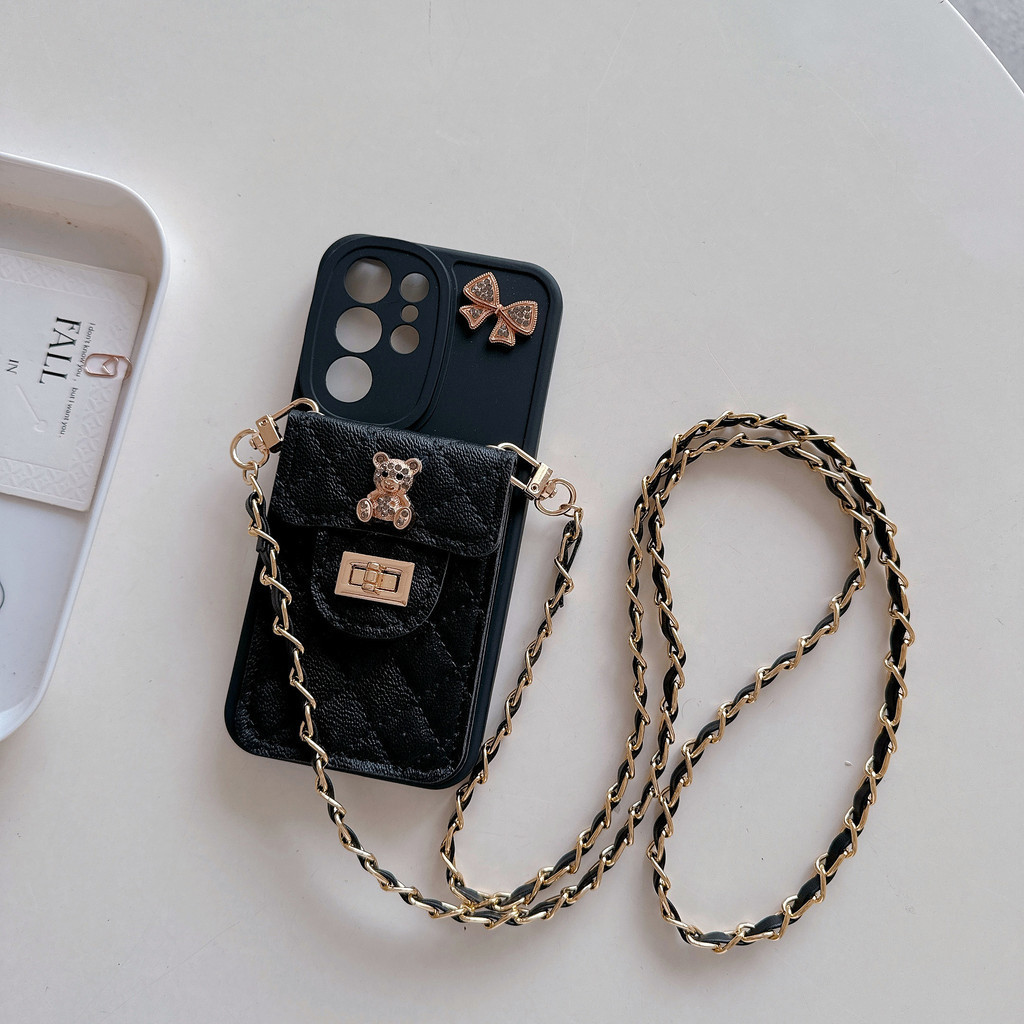 Da Đeo Ngang Dễ Thương Dán Ốp Lưng Điện Thoại Samsung Galaxy S22 S23 S24 Ultra Plus A55 A15 A05 A05S A54 A34 A24 A14 5G Thẻ Đựng