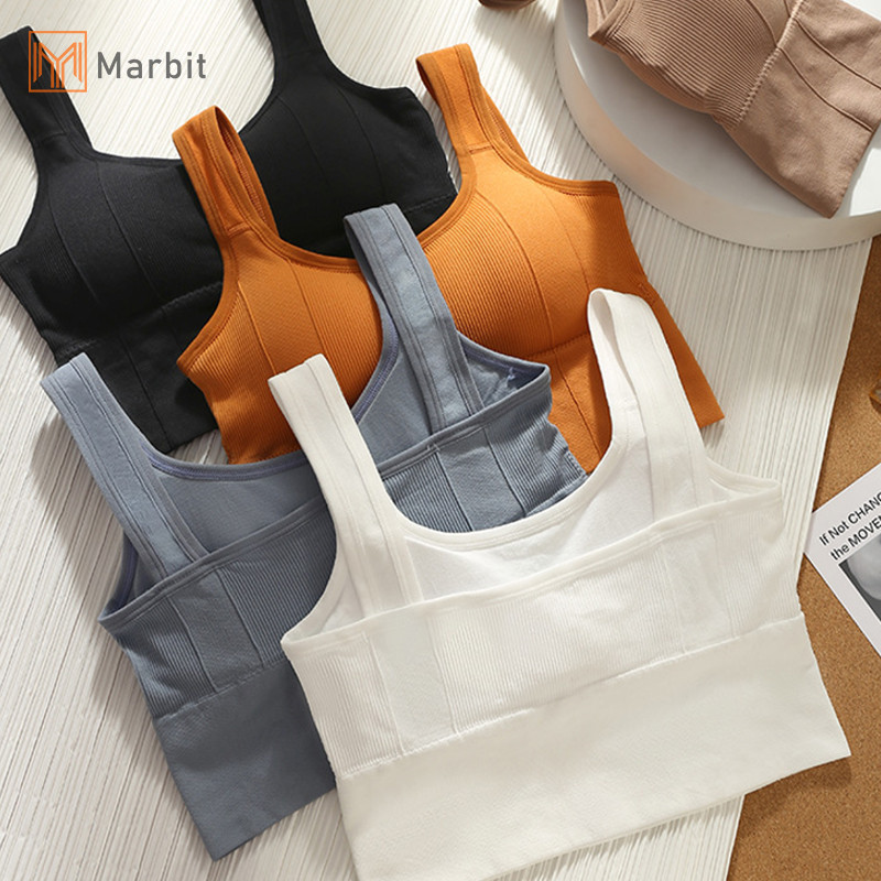 Marbit Nữ Yoga Thể Thao Áo Ngực Thể Dục Liền Mạch Brassiere Hình Chữ U Sâu Hình Lưng Ống Top Không Có Vòng Thép Áo Ngực Phù Hợp Mới