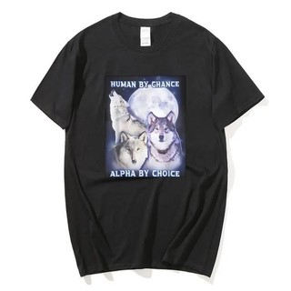 Human By Chance Alpha By Choice Alpha Wolf In Áo nam Cotton Dạo Phố Áo Thun Thể Dục Tay Ngắn Tee Nam Quần Áo