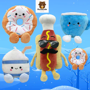 Rytanda Hamburger Plush Toy Hot Dog Doll Sữa Cookie Ngủ Gối Bánh rán Dễ thương Thực phẩm Ôm Gối Cho Trẻ Em Quà Sinh Nhật Bạn Gái Quà Tặng Trang Trí Nhà