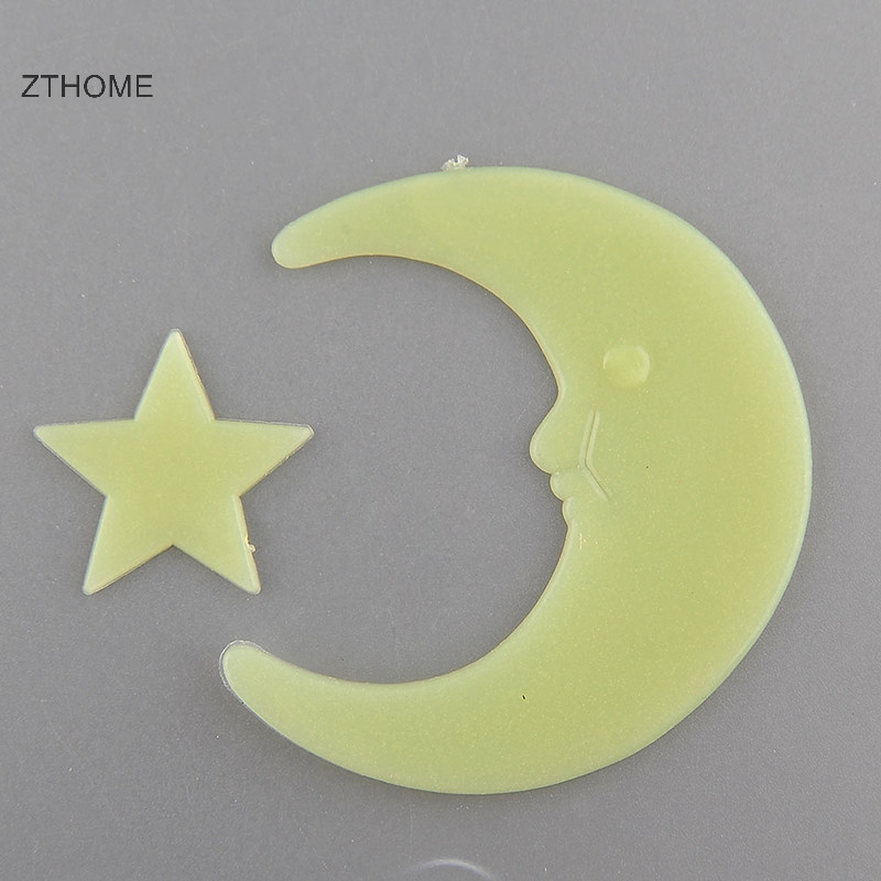 Zthome Hoạt Hình Mặt Trăng Ngôi Sao Dạ Quang Phát Sáng Trong Bóng Tối Nhựa Dán Tường Kid Decal HOT