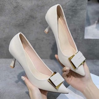 GIÀY CAO GÓT NỮ BÍT MŨI KHÓA VUÔNG CAO 5P VÀ 7P ĐÍNH ĐÁ XINH XẮN Shoes Đế Cao Shoes đi rất êm chân