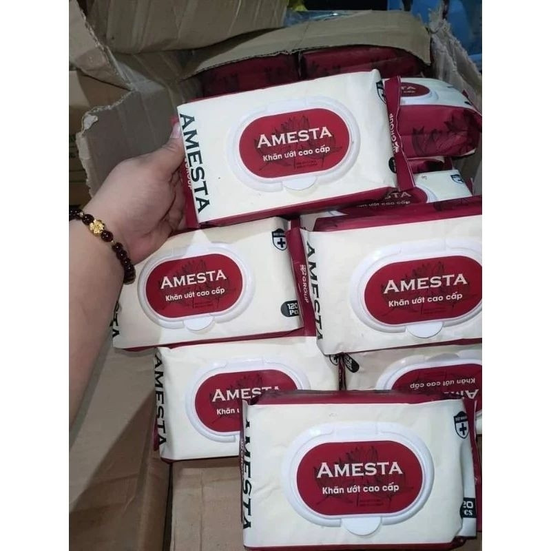 Khăn ướt cao cấp Amesta 120 tờ không mùi an toàn tiện dụng - SHOPMH1