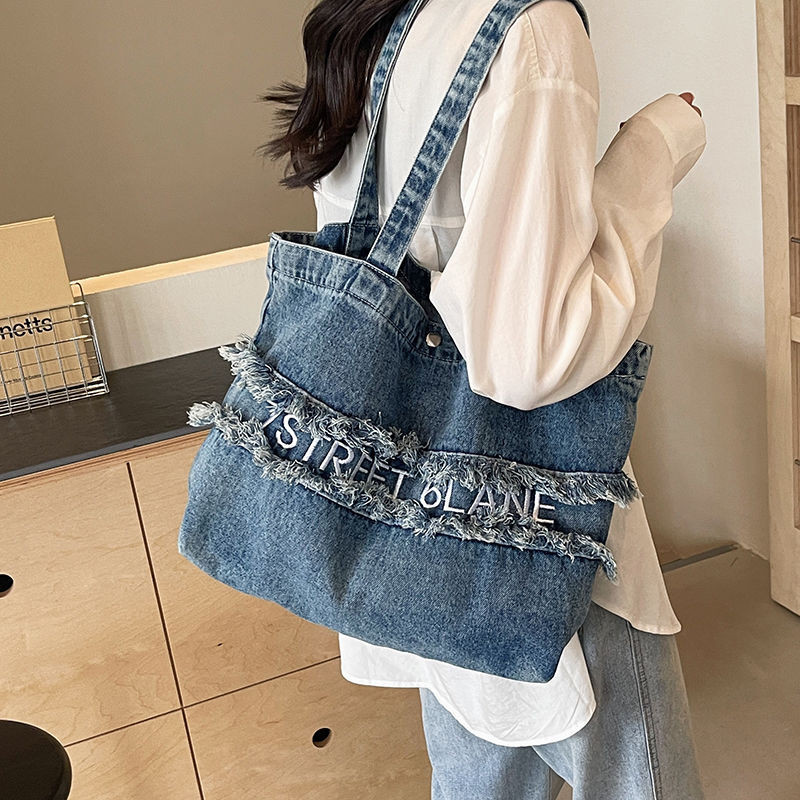 Túi vải Denim Vai Túi Denim Túi vải Túi Tote Túi xách thời trang nữ Túi xách sinh viên đi lại Túi đeo vai Túi Tote Denim Túi đeo vai Túi vải Túi đeo vai Túi xách tay