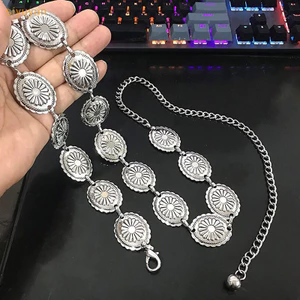 Siyuyan Dây Xích Kim Loại Dây Dành Cho Nữ Bò Cô Gái Miền Tây Dây Xích Thắt Lưng Có Thể Điều Chỉnh Concho Cho Áo Len Váy Quần Jean VN