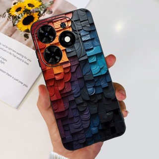 Dành Cho Tecno Spark Go 2024 BG6 Ốp Lưng Hoa Phong Cách Mới Hoạt Hình Silicon Màu Đen Mềm Mại Cho Tecno Pop 8 Pop8 BG6h Vỏ