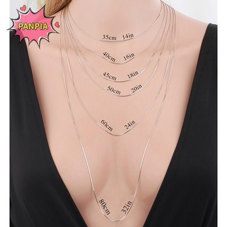Pnpia Dài 16-28inch (40-80cm) Bạc Vòng Cổ Vòng Cổ 1 Mm Rắn Dây Chuyền Vòng Cổ Boutique