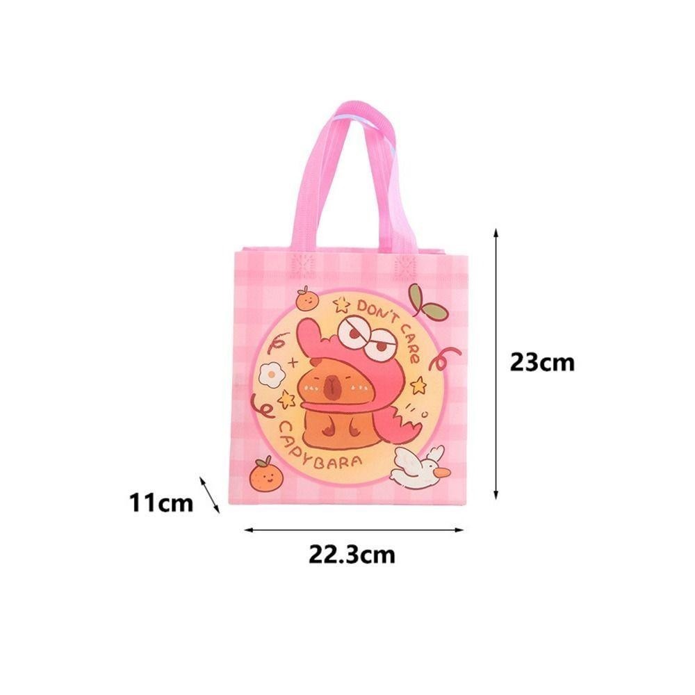 Túi quà tặng kẹo WOAY, Túi Tote Capybara di động hoạt hình, Túi mua sắm vải không dệt có thể gập lại dễ thương