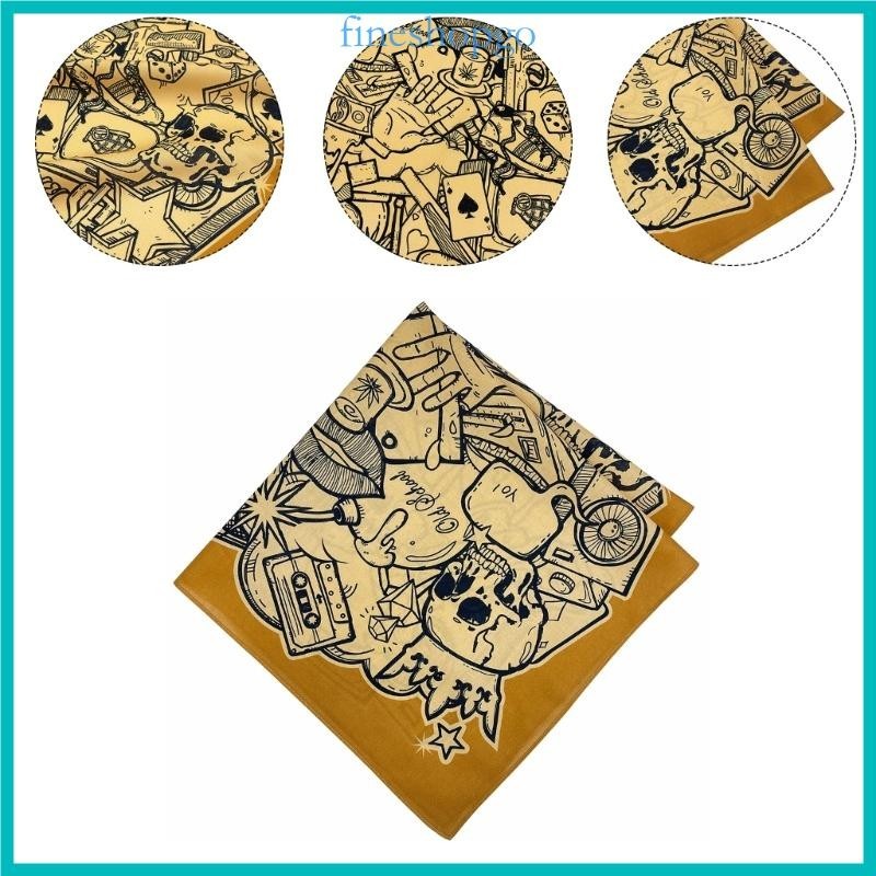 Fine 21 Khăn quàng tóc phức tạp Turban Nữ Nam Đầu Quấn Sáng Tạo Họa Tiết Đầu Lâu