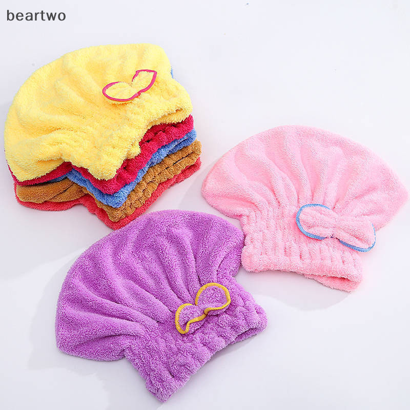 < Beartwo > Microfibre Nhanh Khô Tóc Tắm Spa Nơ Quấn Khăn Tắm Phụ Kiện Phòng Tắm Tắm Tắm Cho Nữ Tóc Đẹp