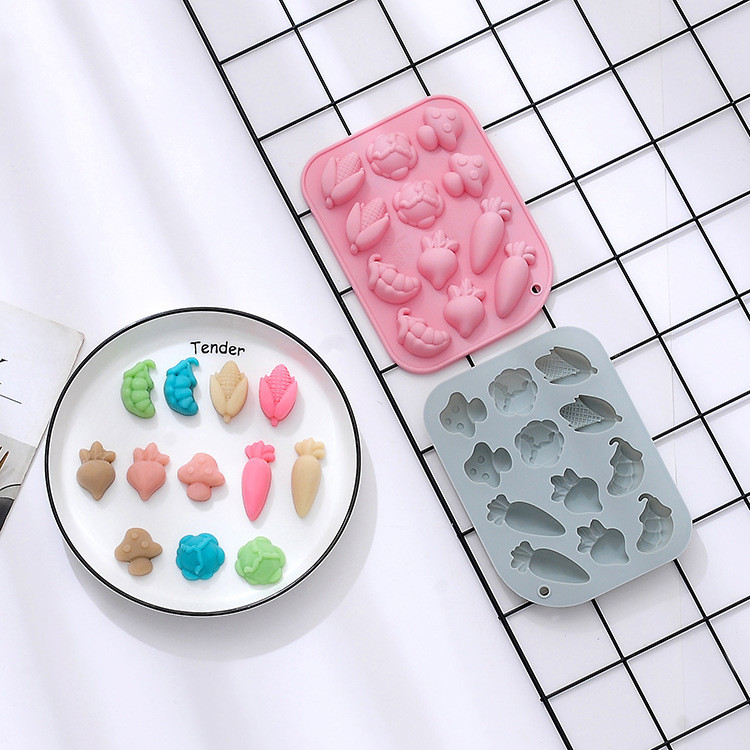 12 Khoang Hình Rau Quả Khuôn Silicon Trang Trí Bánh Khuôn Socola Khuôn Thực Phẩm Cho Bé Khuôn Viên Đá Khuôn Làm Bánh DIY- * & &