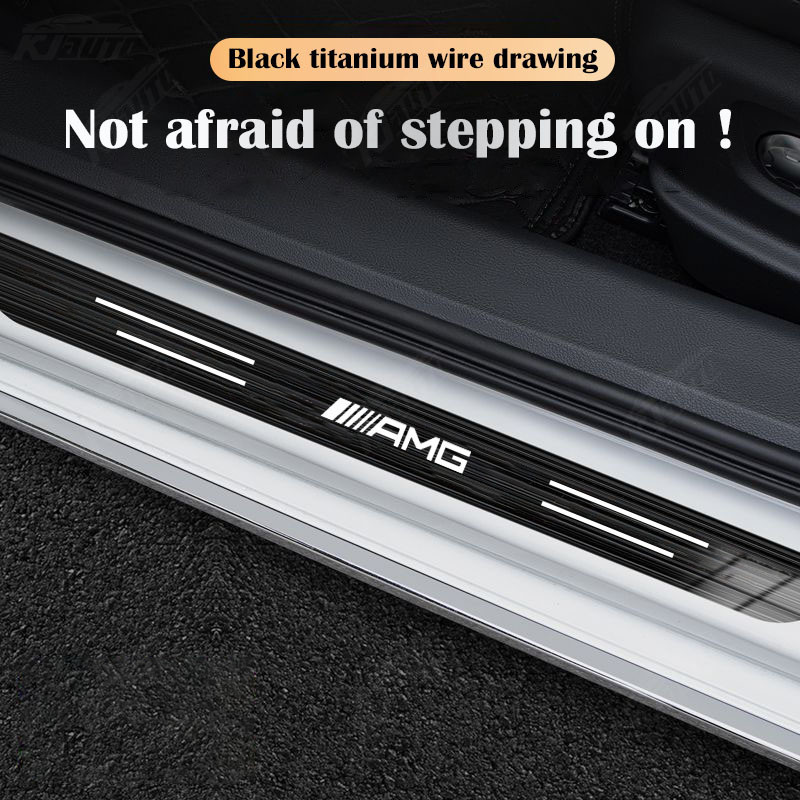 ✨Mercedes Benz Amg Cao Cấp Tùy Chỉnh Kim Loại Sill Bảo Vệ Chống Trầy Xước Chống Bụi Bẩn Thép Không Gỉ Bảo Vệ Cửa Xe Ô Tô Miếng Dán Trang Trí Phụ Kiện