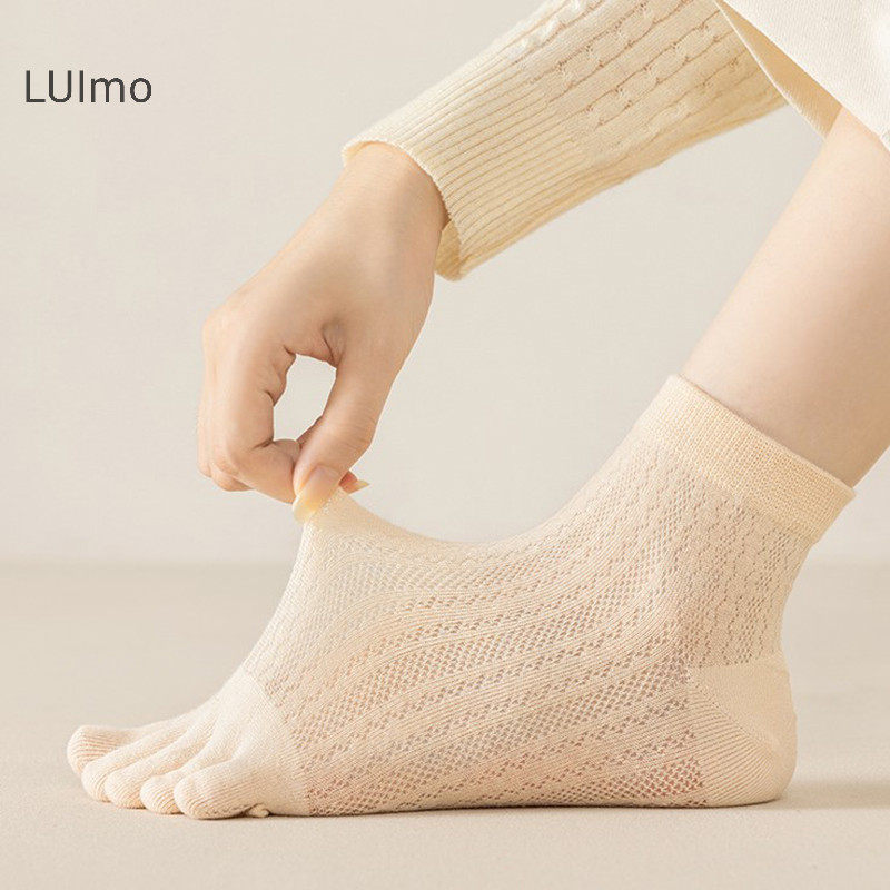 Luimo 5 Ngón Tay Thuyền Sox Nữ Ngón Chân Tất Thời Trang Thoáng Khí Mùa Hè Nữ Cô Gái Siêu Mỏng Cotton Vô Hình Năm Ngón Tất SBS