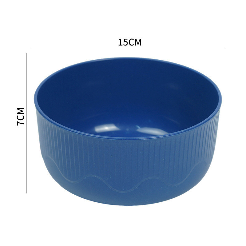 Mới 15cm Ren Tròn Bát Rơm Lúa Mì Bát Sọc Bát Cơm Hộ Gia Đình Bát Canh Ký Túc Xá Nhựa Ăn Liền Mì Bát Tròn Bát Cơm Chống Rơi Bát