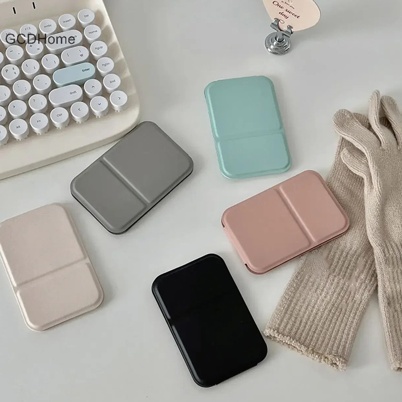 Gcdhome Để Bàn Gương Trang Điểm Màu Trơn Da Đơn Giản Di Động Cầm Tay Có Thể Gập Lại Gương Trang Điểm Học Sinh Nhỏ Gọn Dễ Thương Bỏ Túi Gương HOT