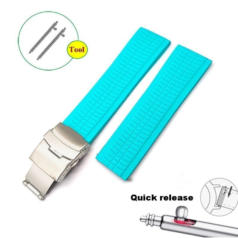 6 Màu Sẵn Sàng Stcok Dây Đeo Đồng Hồ Silicon 20 Mm 22 Mm 24 Mm Dây Đeo Đồng Hồ Cao Su Cho SEIKO Diver Vòng Tay Thạch Anh Đồng Hồ Cơ Nam Nữ Dây Đeo Tay Khóa Gấp