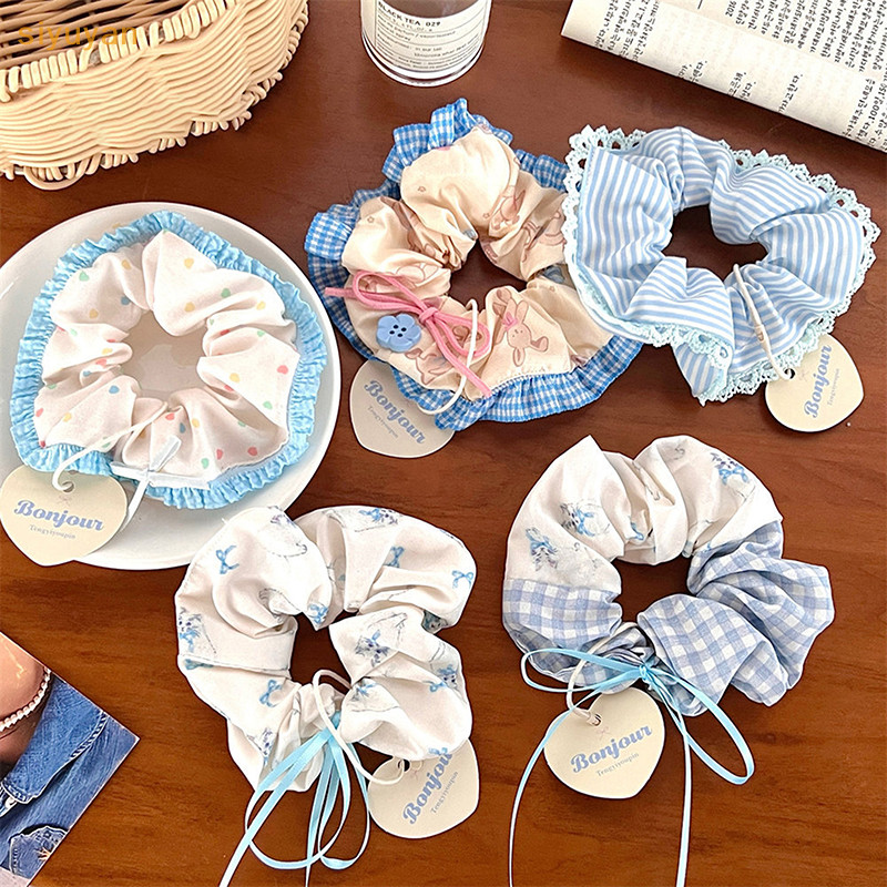 Siyuyan 1 Cô Gái Băng Đô Nơ Ren Dây Buộc Tóc Intese Lớn Nữ Scrunchies Phong Cách Hàn Quốc Tóc VN