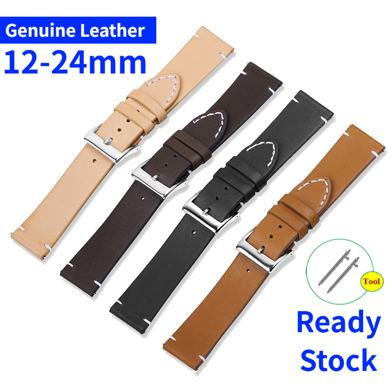 Dây đồng hồ da thật 12-24mm phát hành nhanh, siêu mỏng mềm mại cho nam nữ