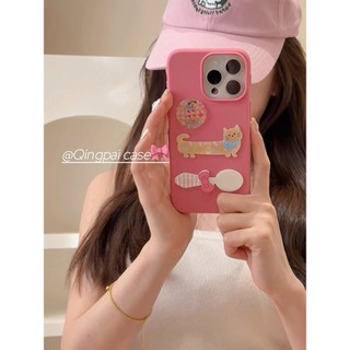 Cô Gái Ngọt Ngào Dễ Thương Họa Tiết Con Mèo Hoa Hồng Hồng Dây Xích Ốp Lưng Điện Thoại iPhone 14Promax 12 13 15 16 Pro Max 11 Chống Sốc Silicon Mềm Vỏ Di Động