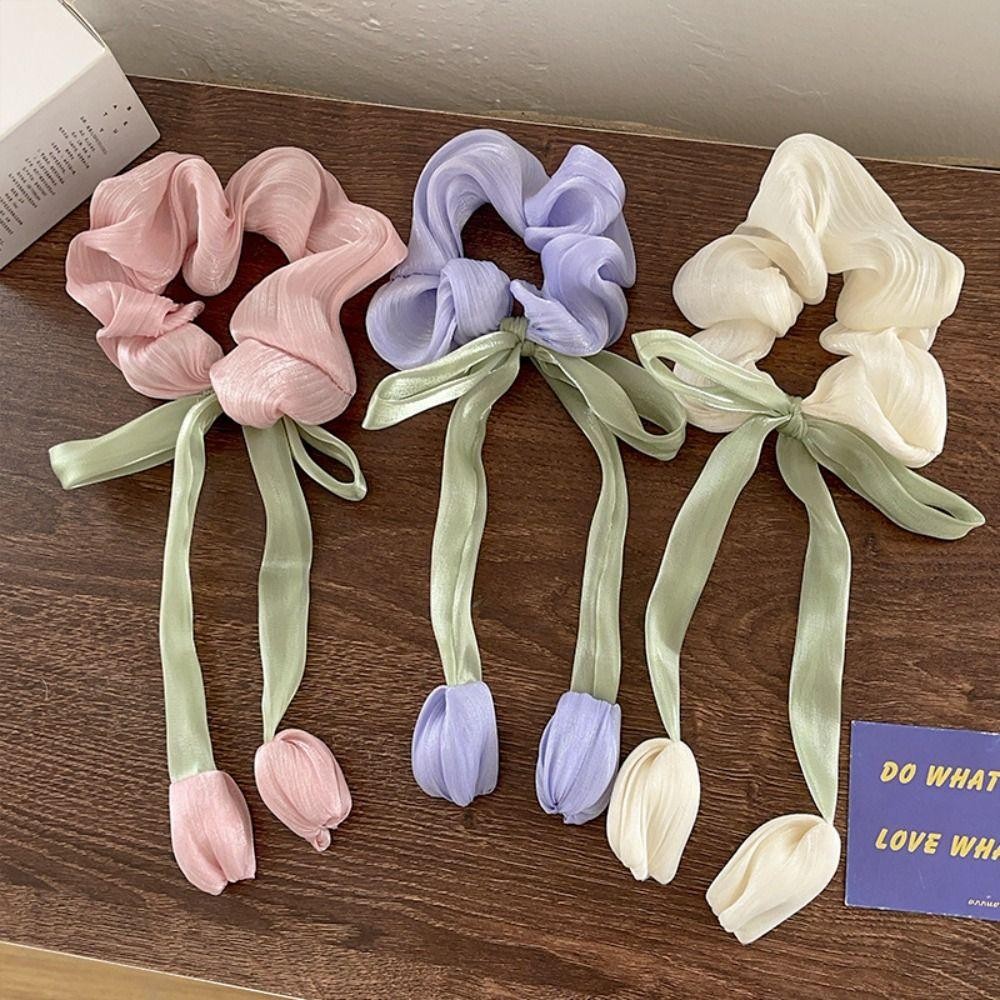 Kẹp tóc nơ ruy băng tulip OUSXA, phù hợp cho nữ và bé gái