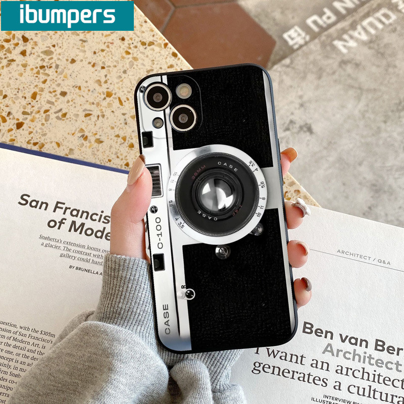 ibumpers Ốp Lưng IPhone Họa Tiết Máy Ảnh Ngộ nghĩnh Mát Cho IPhone 16 15 14 12 13 11 Pro Max IP 7 8 Plus X XS XR Ốp Điện Thoại Silicon Mềm Chống Sốc