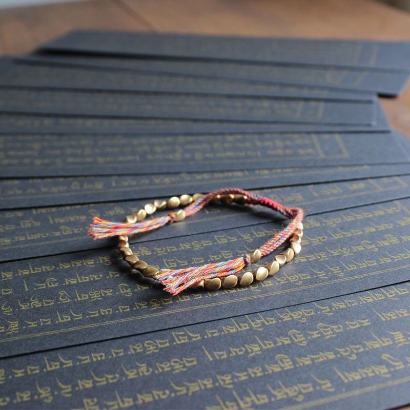 Đồng nguyên chất Handmade Hạt đồng Cặp đôi Vòng tay may mắn