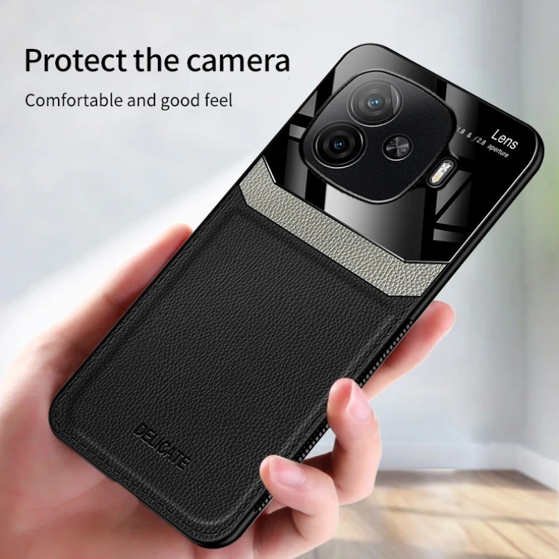 Ốp Lưng Cho vivo iQOO Z9 Turbo Da Ô Tô Từ Tính Giá Đỡ Plexglass Silicon Bảo Vệ Vỏ Điện Thoại Cứng iQOOZ9Turbo V2352A Coque