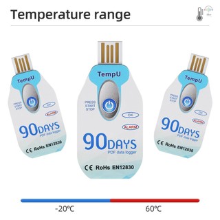 Hilivn) Máy ghi nhiệt độ Temp009 USB PDF Máy ghi dữ liệu nhiệt độ dùng một lần 90 ngày Máy ghi nhiệt kế chuỗi lạnh cho ngành công nghiệp hóa chất sinh học / y học