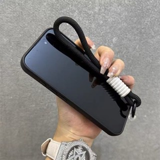 [Có dây buộc] Ốp điện thoại TPU mềm bằng da màu trơn cho iPhone 11 12 13 14 15 16 Pro Max Plus XR XS Max Vỏ chống sốc