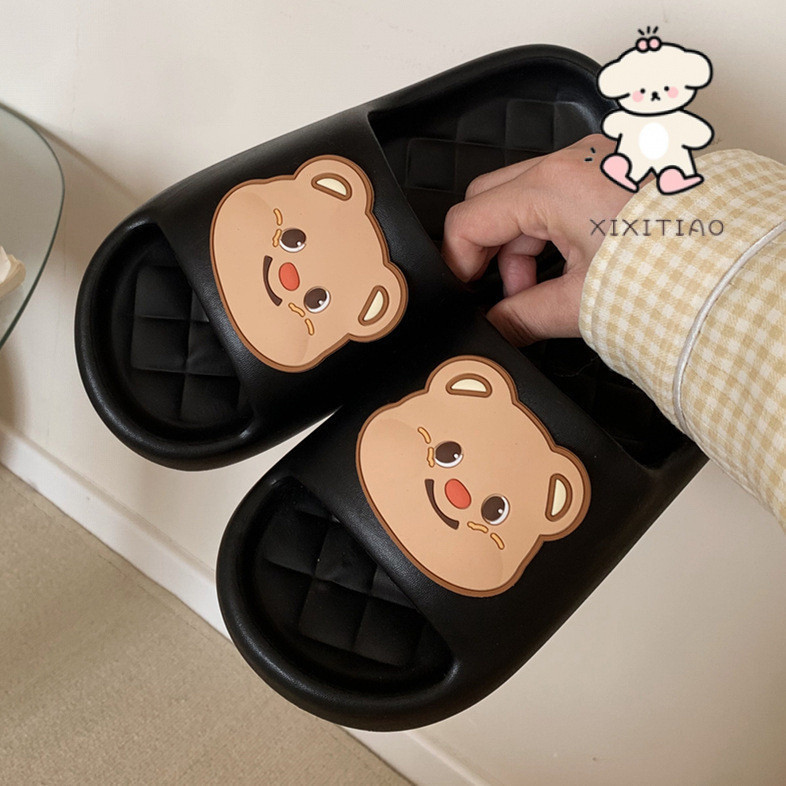 Xixitiao Dép Nam Nữ Đế Mềm Bước Trên Shit Mềm Mại Hoạt Hình Dễ Thương Gấu Trong Nhà Ngoài Trời eva Nhà
