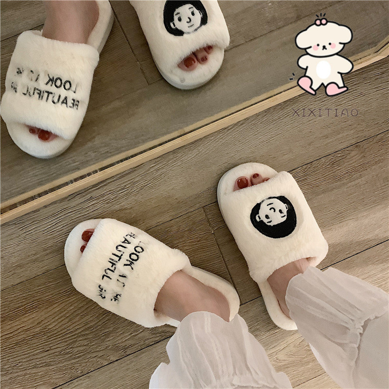 Xixitiao Phong Cách Mới Dép Cotton Thu Đông Phong Cách ins Phong Cách Cặp Đôi Sinh Viên Dép Cotton Nhà Ấm Áp Sang Trọng Giày Nữ Phiên Bản Hàn Quốc