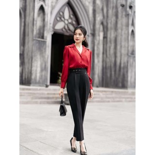 Quần dài nữ LQ153 màu đen phối đai