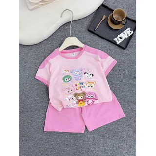 28-38kg Bộ cotton baby three phối màu đậm vai cho bé gái