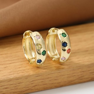 Bông tai vòng cổ điển Màu Zircon Thiết kế sang trọng có khóa dát trang sức thời trang có hộp