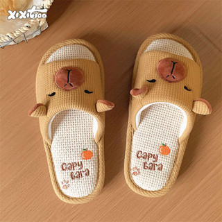 Xixitiao Dép Đi Trong Nhà Bằng Vải Lanh Hiệu Capibala Phù Hợp Sử Dụng Cả Bốn Mùa