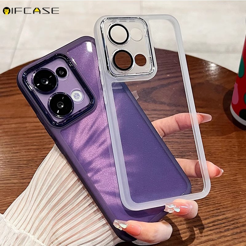 Dành Cho OPPO Reno 13F 13 12 12F 11 11F 11A 10 9 Pro Plus F A Ốp Điện Thoại Có Ống Kính Máy Ảnh Phim Bảo Vệ Matte Business Đơn Giản Trong Suốt Màu Mềm Vỏ Ốp Lưng