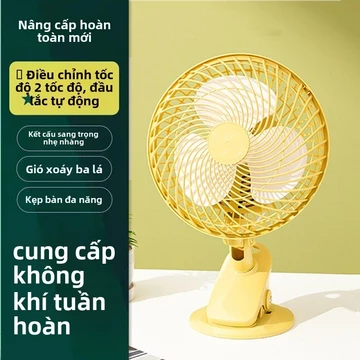 Quạt kẹp đầu lắc, quạt điện im lặng, quạt nhỏ để bàn, quạt mini văn phòng gia đình