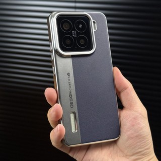 Ốp điện thoại Xiaomi 15 Pro phong cách kinh doanh tối giản, phiên bản camera, da màu khối, họa tiết litchi Xiaomi 14, hàng hóa có lỗ lớn 13U