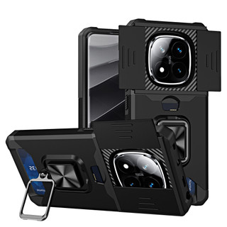Dành Cho Redmi Note 14 Pro 4G / 5G Ốp Lưng Có Trượt Camera Bao Đựng Thẻ Nhẫn Chân Đế Chịu Lực Bảo Vệ Mỏng Vỏ
